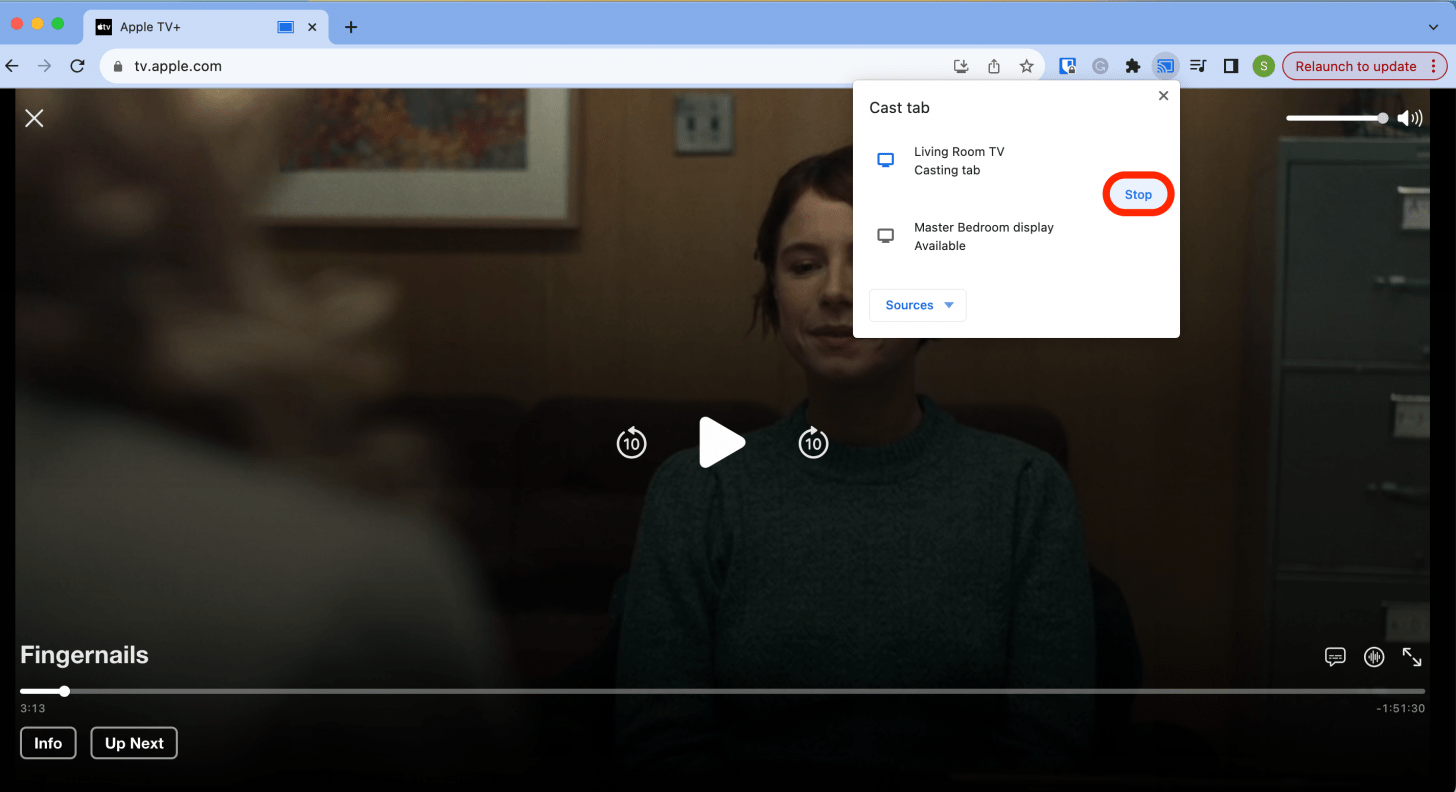 Detener Chromecasting Apple TV desde el navegador
