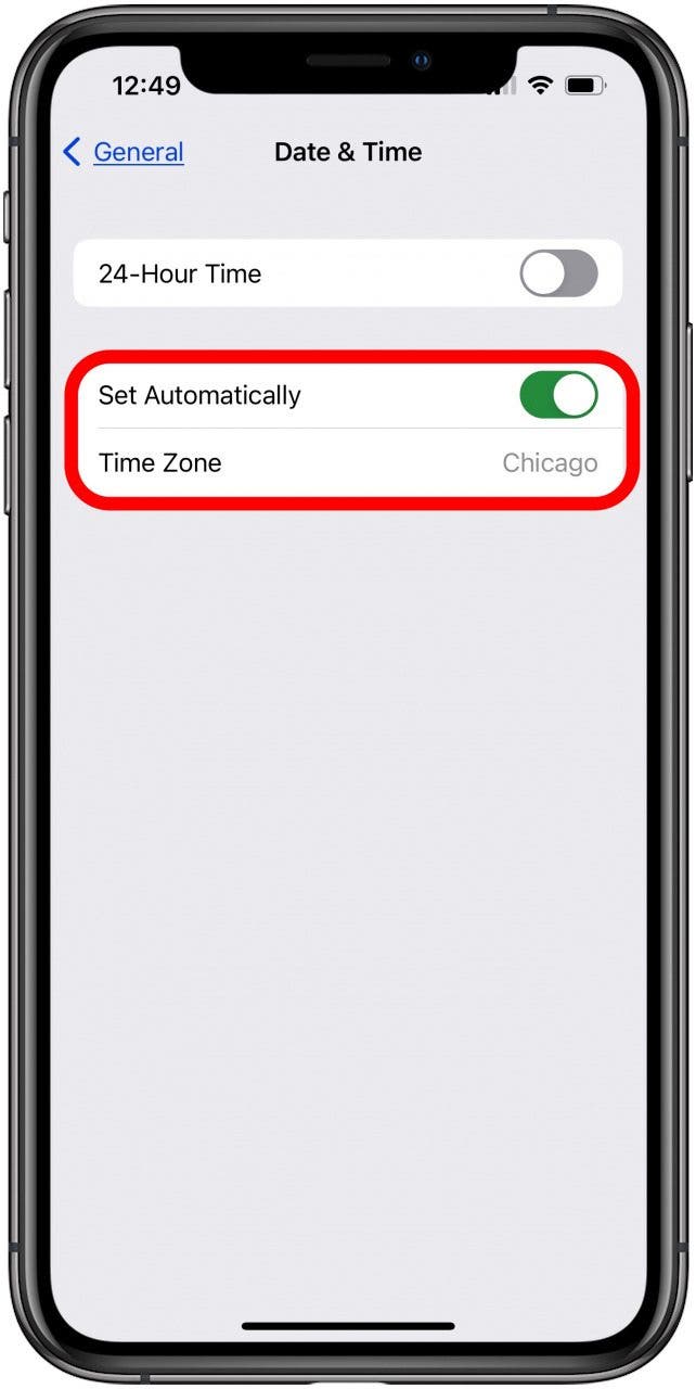 asegúrese de que la fecha y la hora sean correctas en el iPhone o iPad