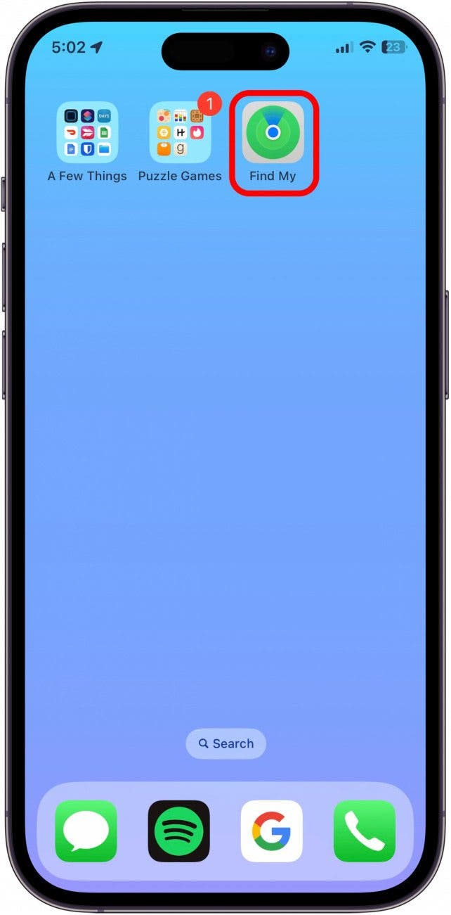 En tu iPhone, abre la aplicación Buscar mi.