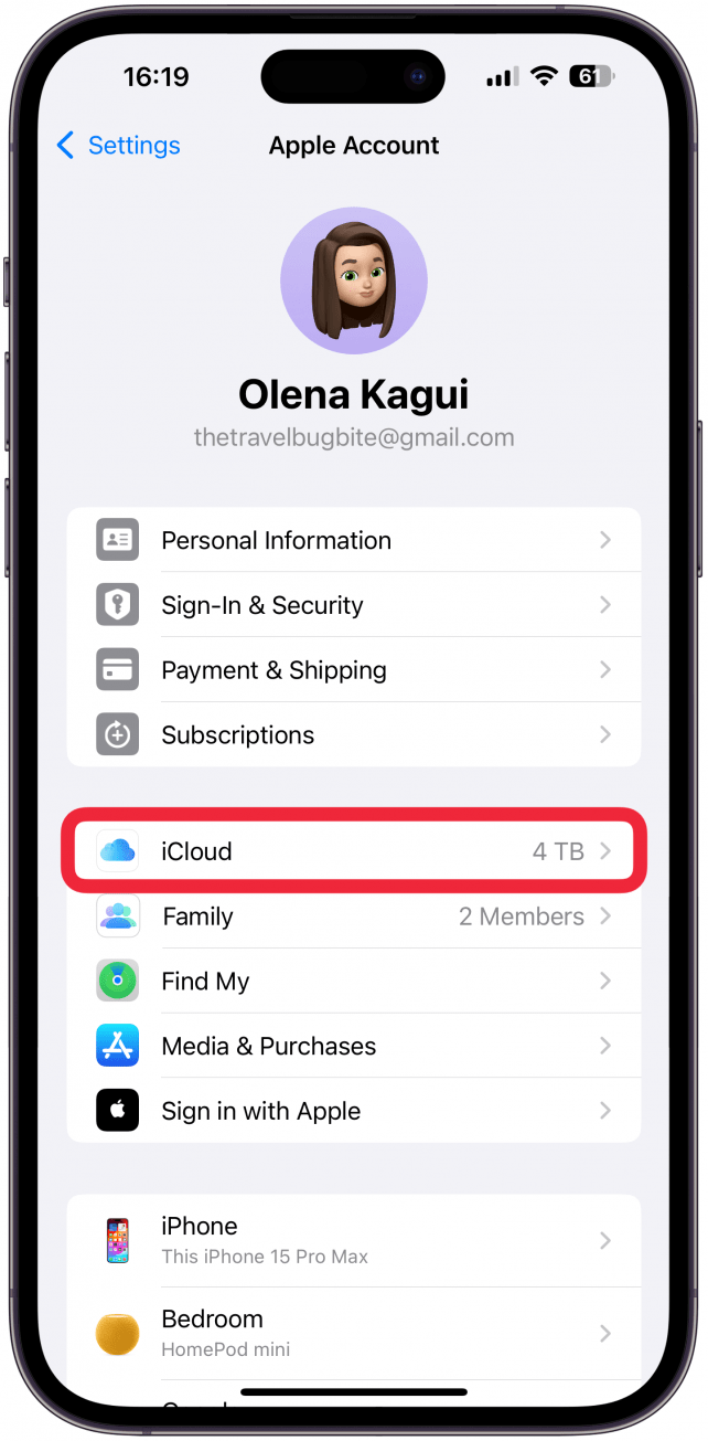 Toca iCloud.