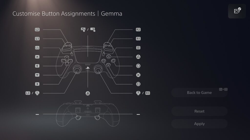 Opciones de reasignación de botones en DualSense Edge