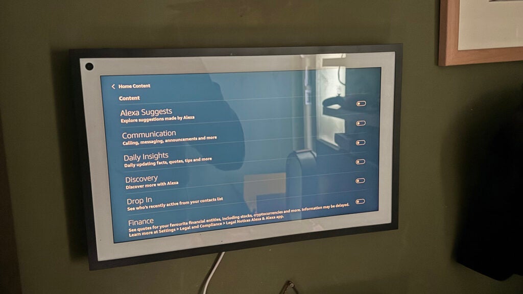 Opciones de pantalla de inicio de Amazon Echo Show