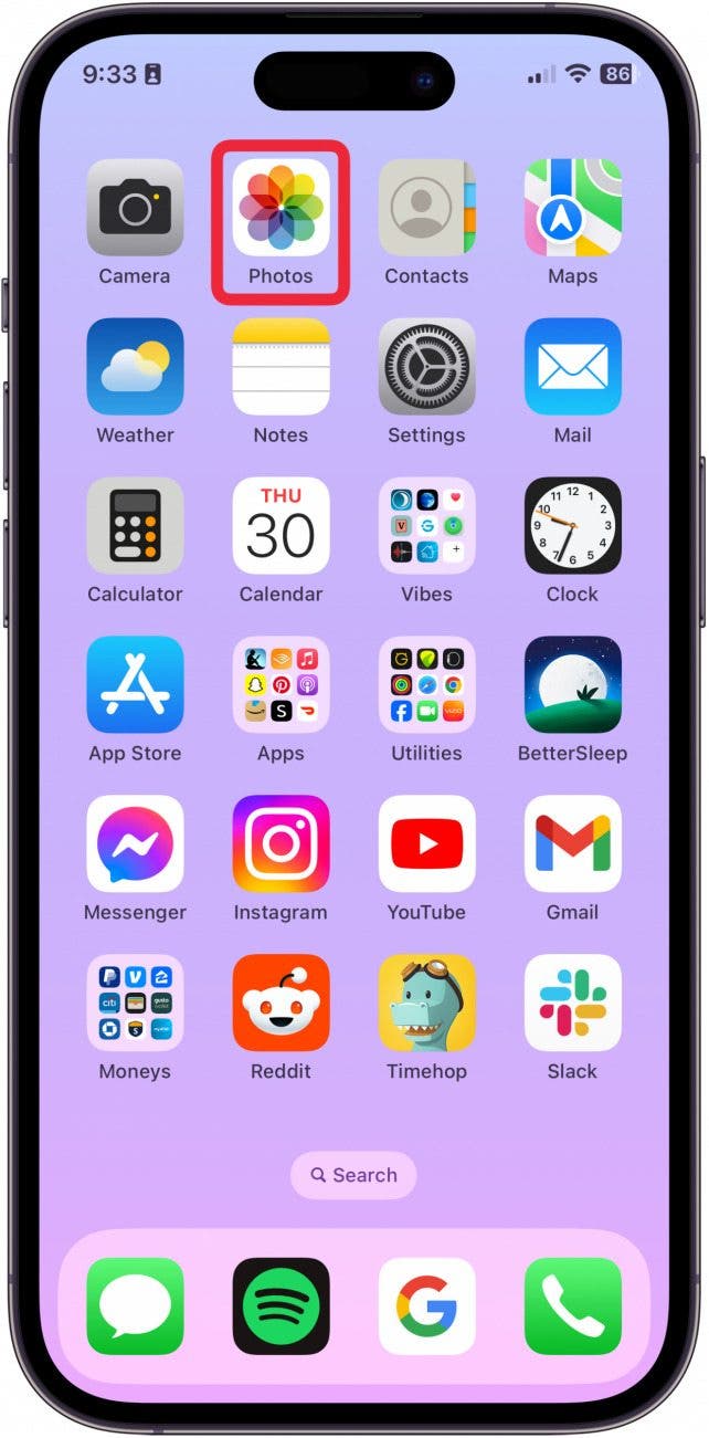 abre la aplicación de fotos en iPhone