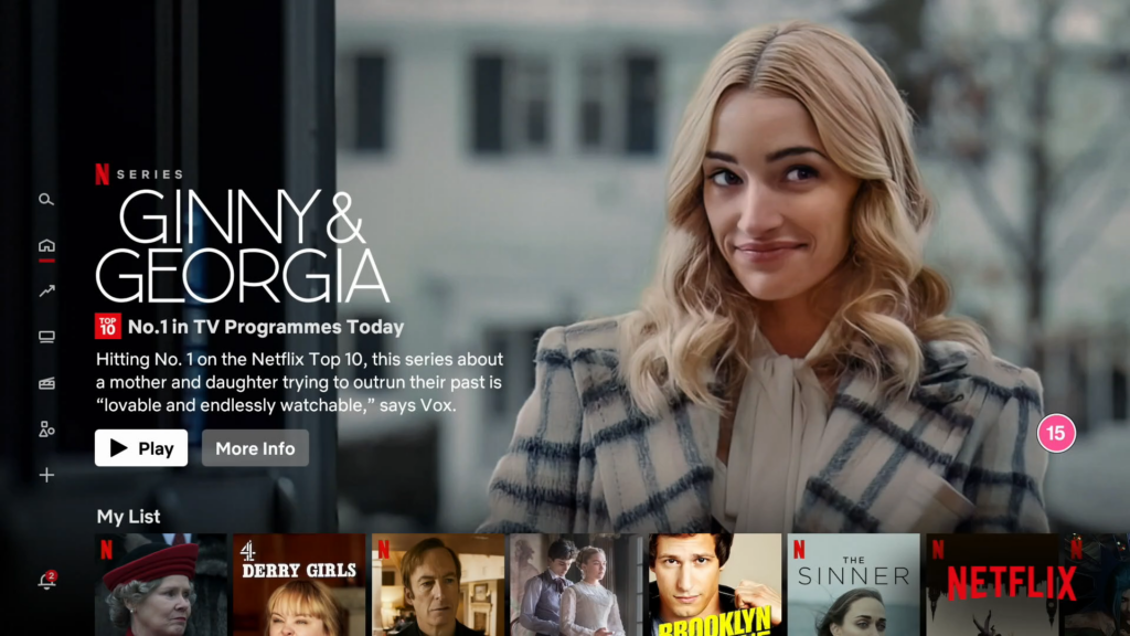 página de inicio de netflix