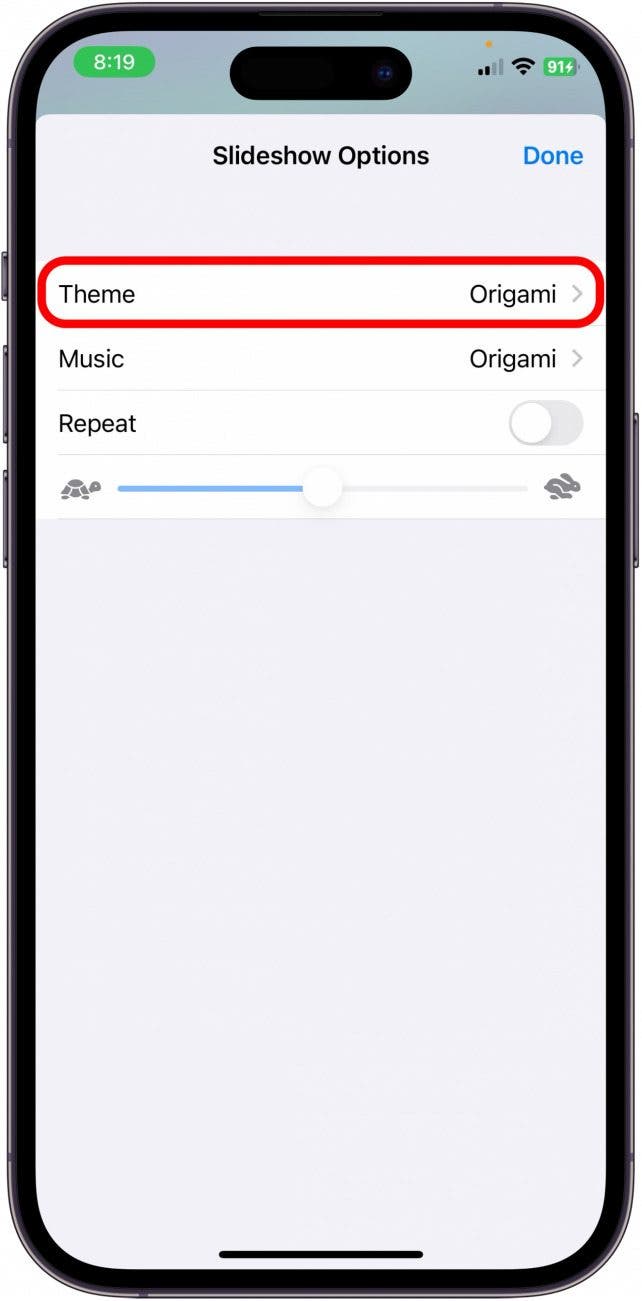presentación de diapositivas para iPhone