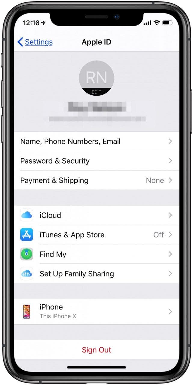 página de cuenta de ID de Apple