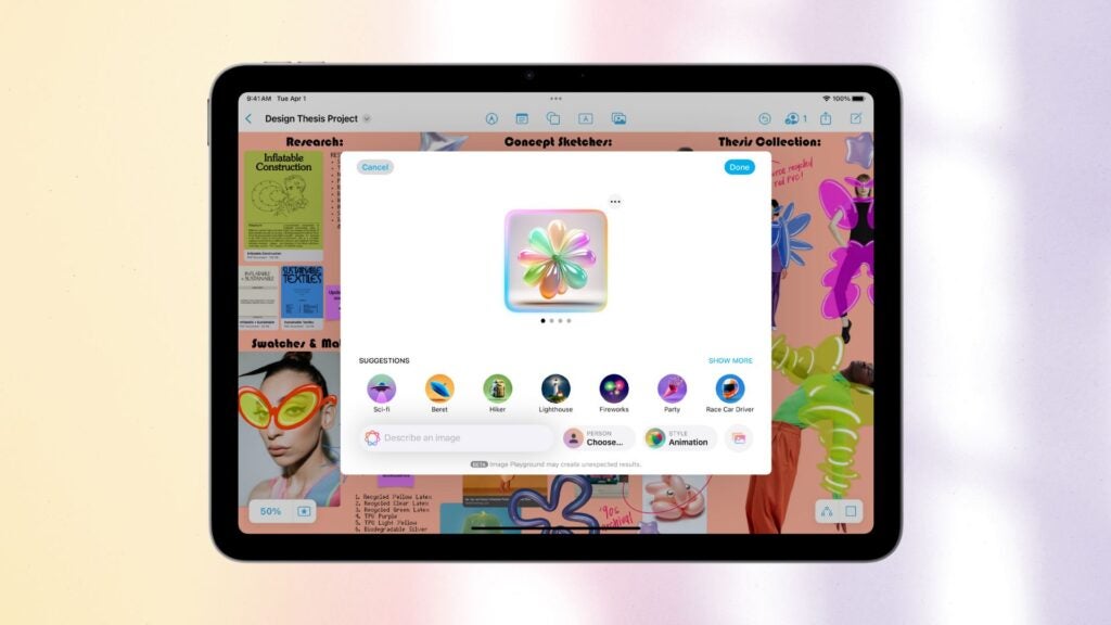 iPad Air M3 que muestra el patio de juegos de imágenes