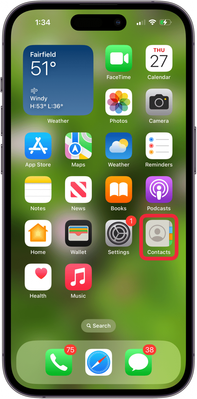 Aplicación de contactos de iPhone