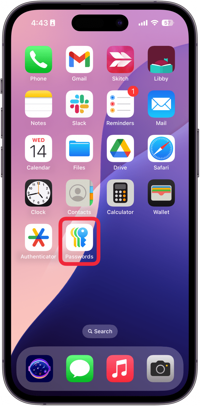 Pantalla de inicio de iPhone con una caja roja alrededor 