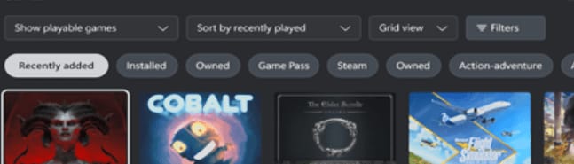 Aplicación de Xbox que muestra Steam
