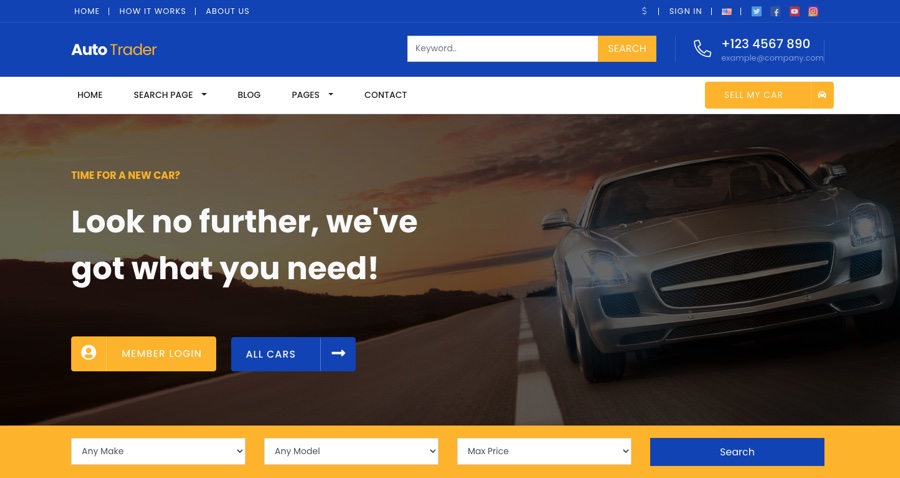 Thème WordPress adaptatif pour les petites annonces de voitures