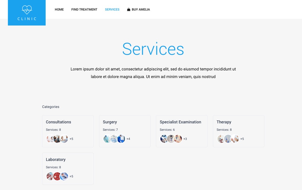 Examen du plugin de réservation Amelia : catalogue de services et de catégories