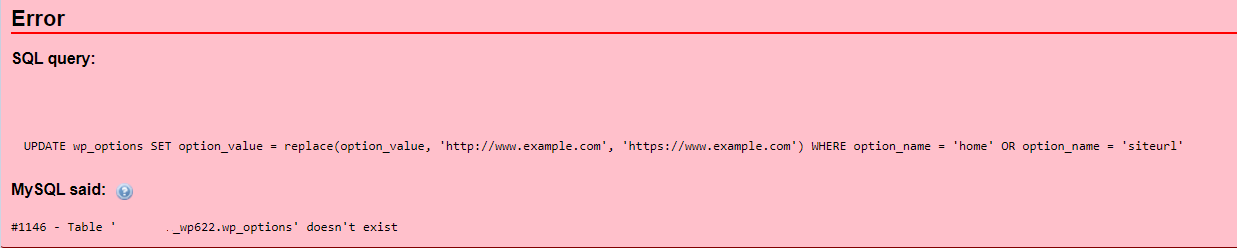 Message d'erreur SQL