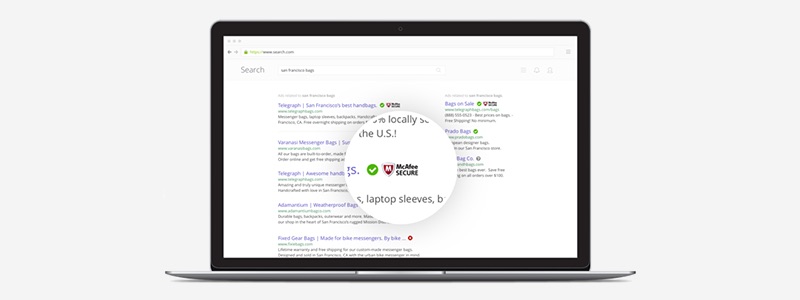 Mise en évidence de la recherche McAfee SECURE