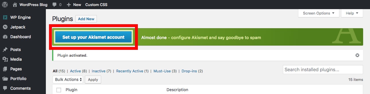 Configurer un compte Akismet