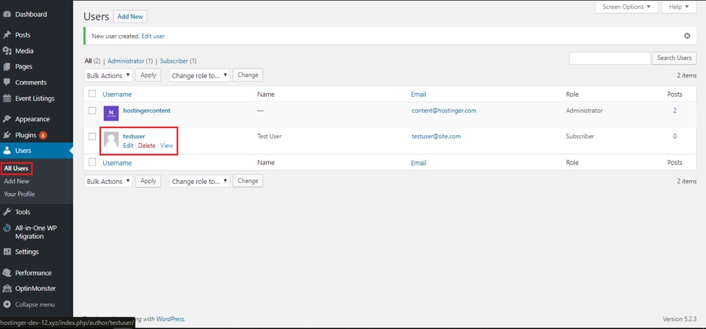 Modifier ou supprimer un utilisateur WordPress