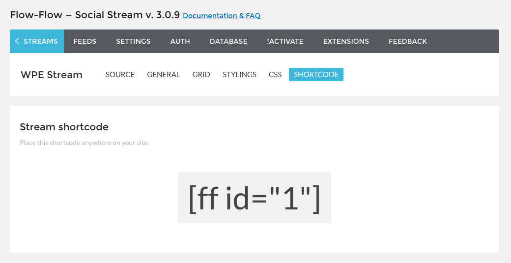 Flux Flux Flux Shortcode
