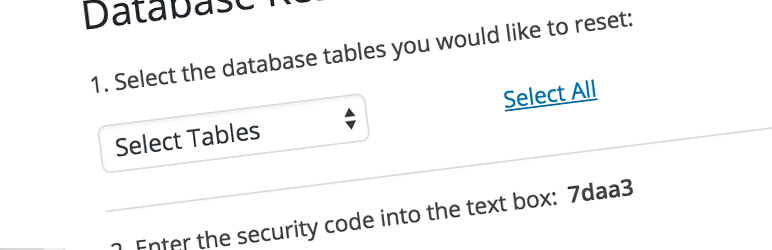 Plugin de réinitialisation de la base de données WP