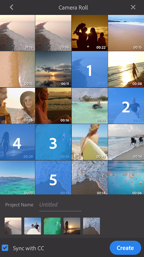 Adobe Rush - Vidéos de la pellicule