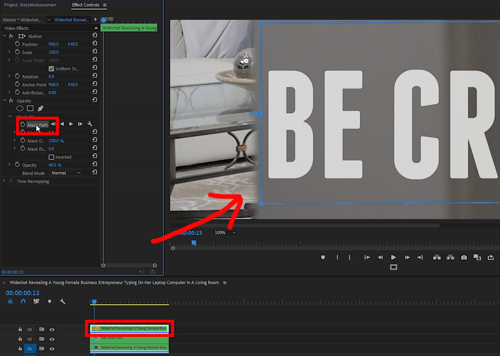 Ajuster le contour du masque dans Adobe Premiere Pro