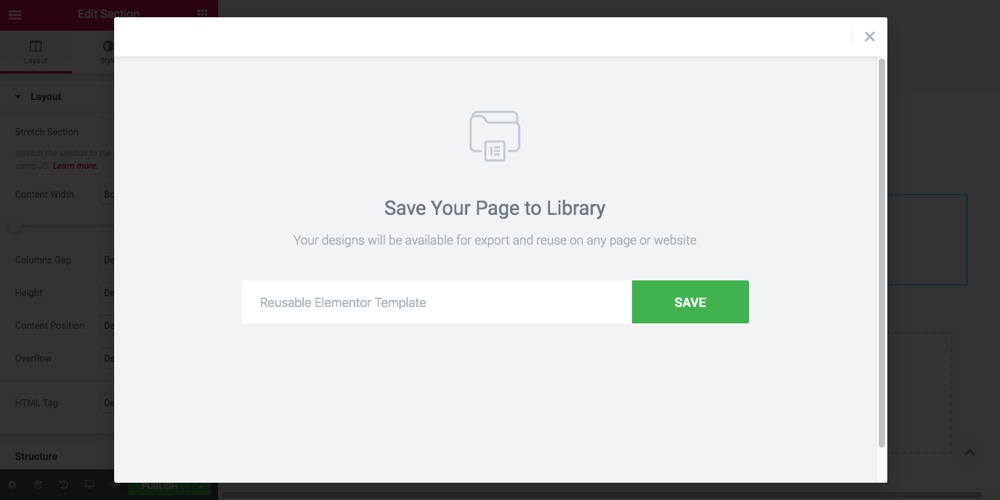 Blocs de contenu réutilisables Elementor Étape 2