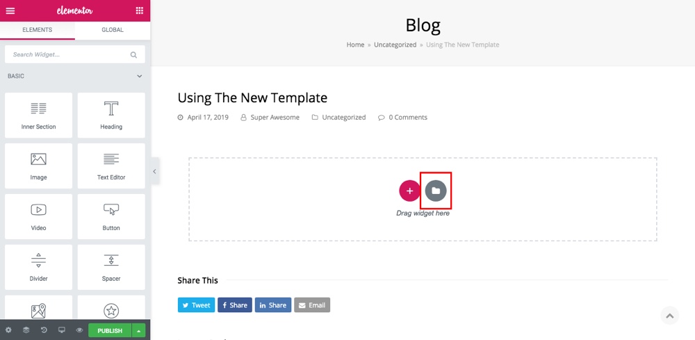 Blocs de contenu réutilisables Elementor Étape 3