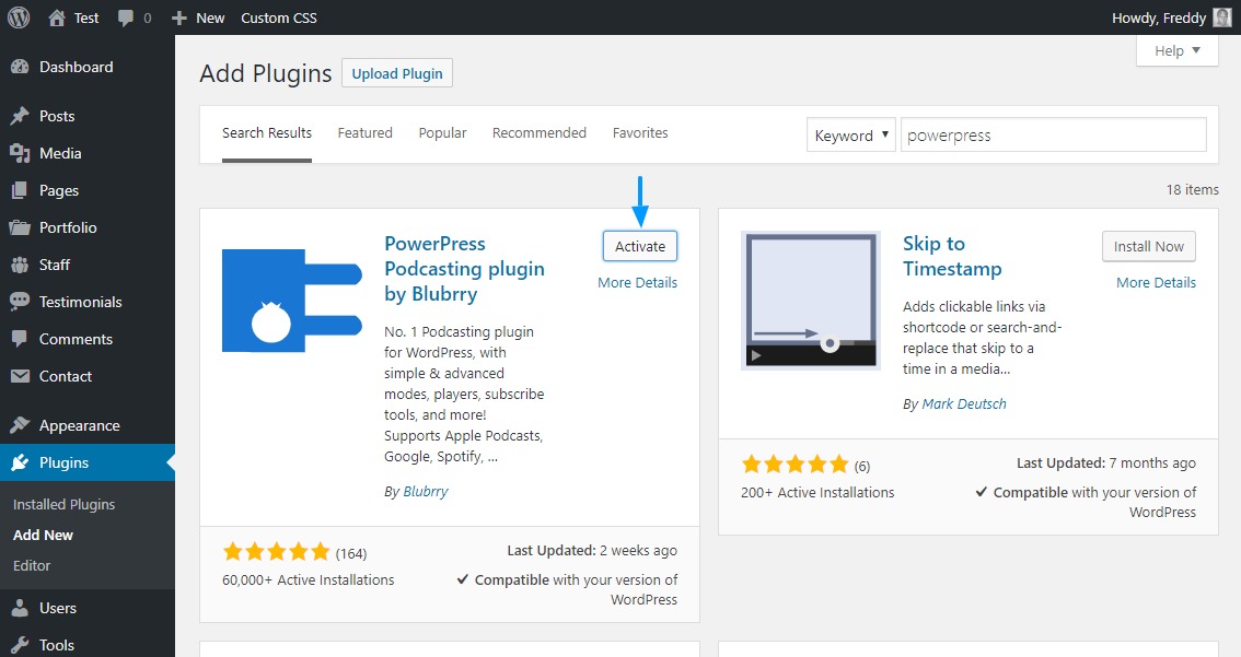 activer le plugin powerpress