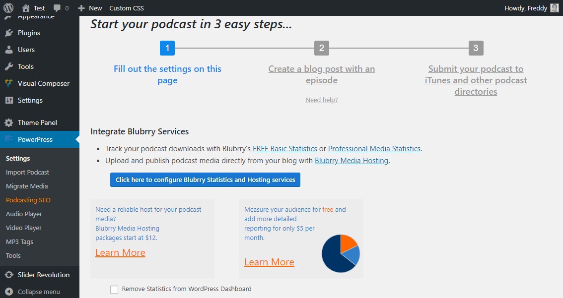 paramètres powerpress pour héberger un podcast avec WordPress