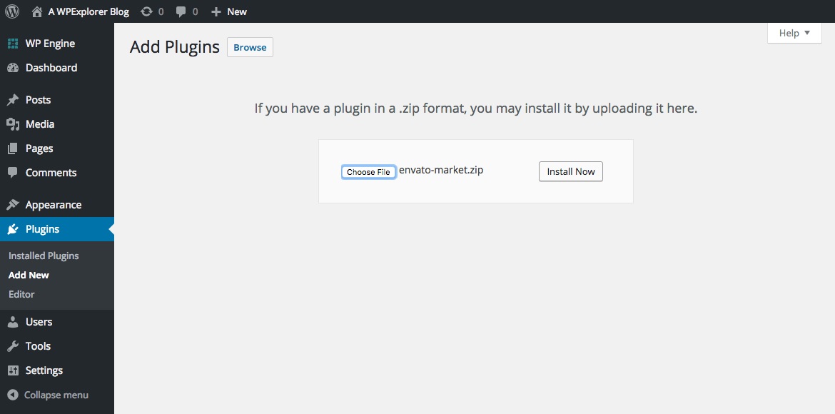 Installer le plugin Envato Market