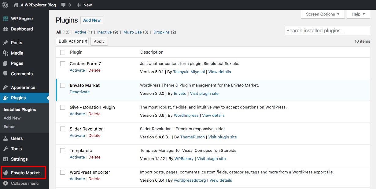 Activer le plugin Envato Market