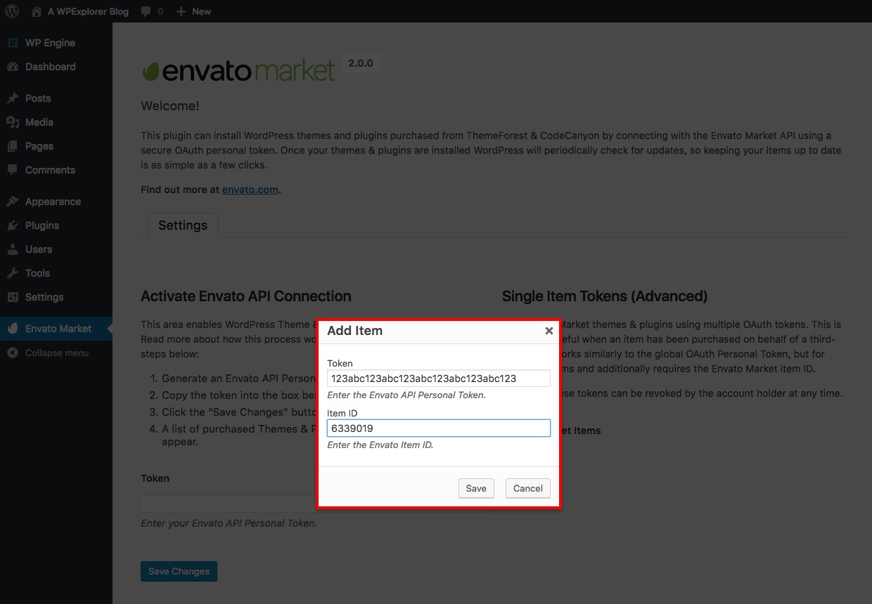 Autoriser l'objet Envato avec un jeton
