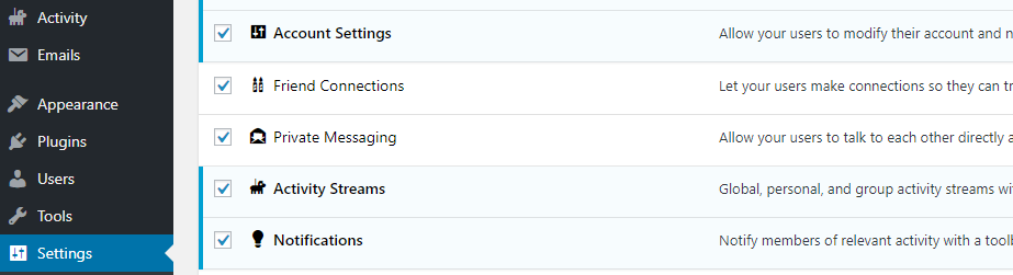 Paramètres de BuddyPress