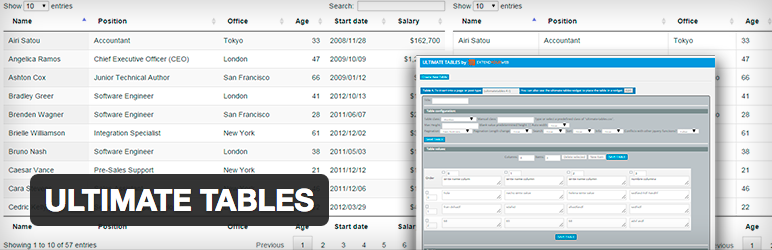 Plugin WordPress gratuit Ultimate Tables
