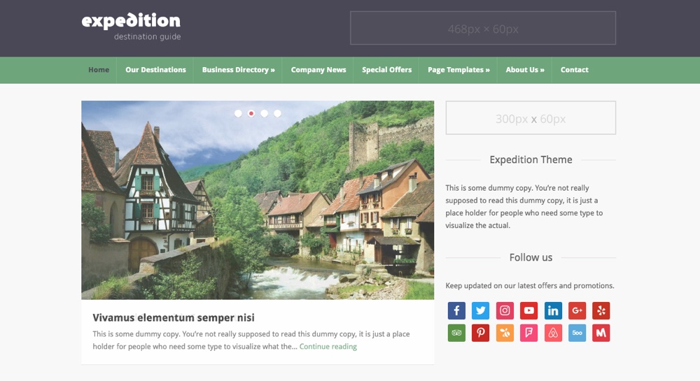 Thème du blog de voyage d'expédition
