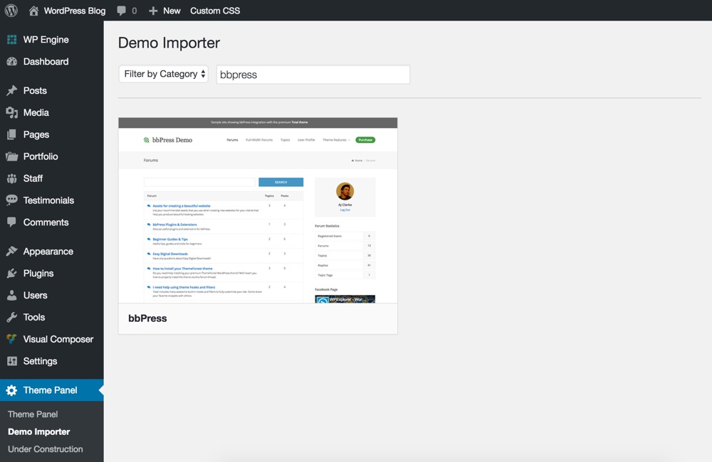 Installer Total bbPress Demo