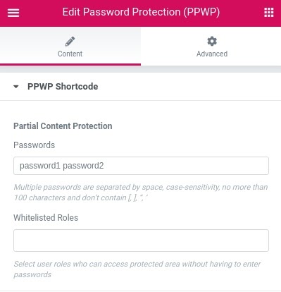 Options du widget Elementor PPWP