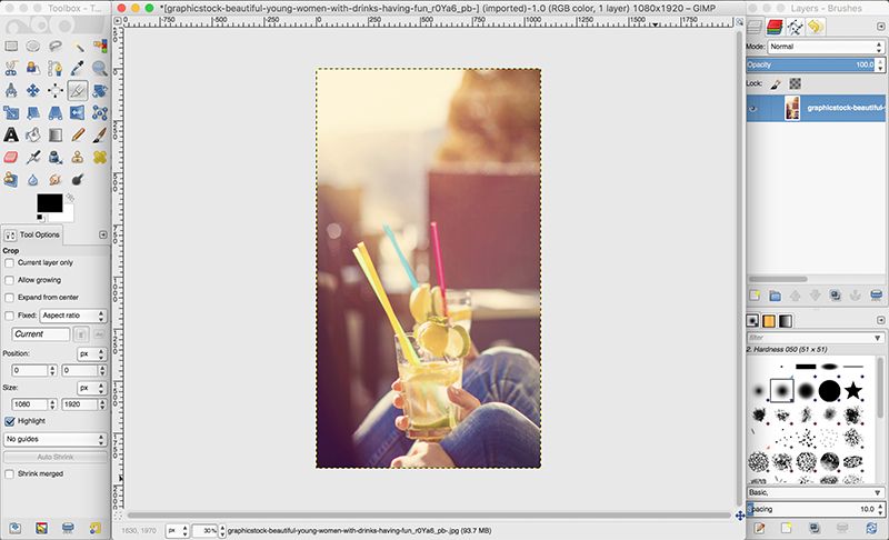 Image recadrée dans GIMP pour les dimensions de l'histoire Instagram