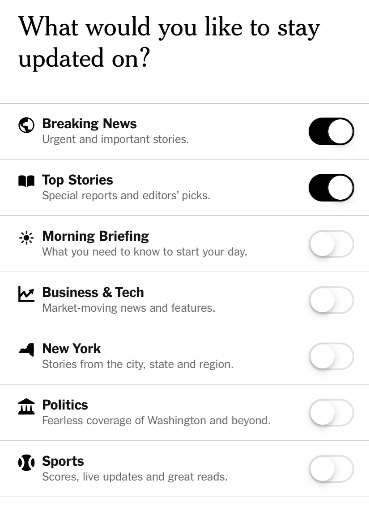 Paramètres du segment de notification push