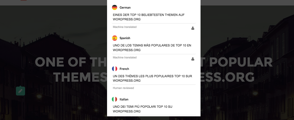 Traductions de l'éditeur visuel Weglot Translate