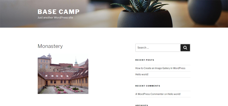 page de pièce jointe des galeries wordpress