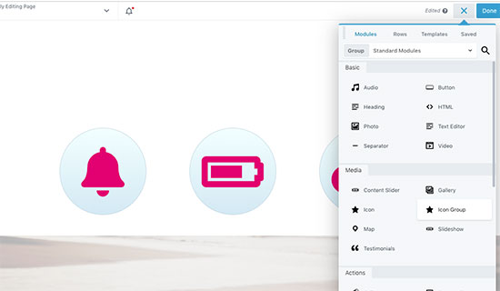 Modules d'icônes de Beaver Builder