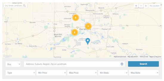 Vue de la carte WP Real Estate - Themelocal Vue de la carte WP Real Estate