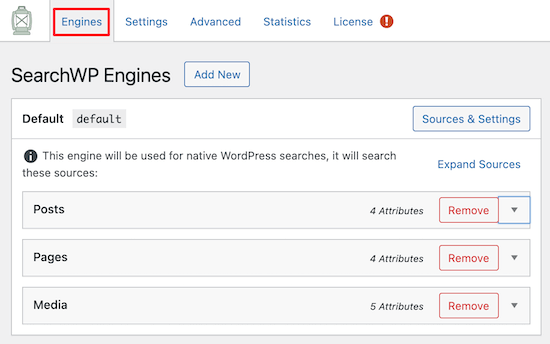 Paramètres du moteur par défaut de SearchWP - Themelocal Paramètres du moteur par défaut de SearchWP
