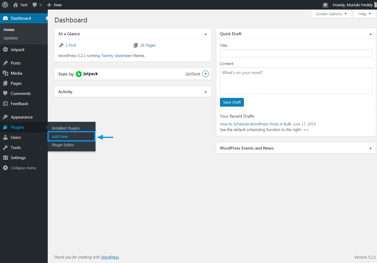 ajout d'un nouveau plugin wordpress