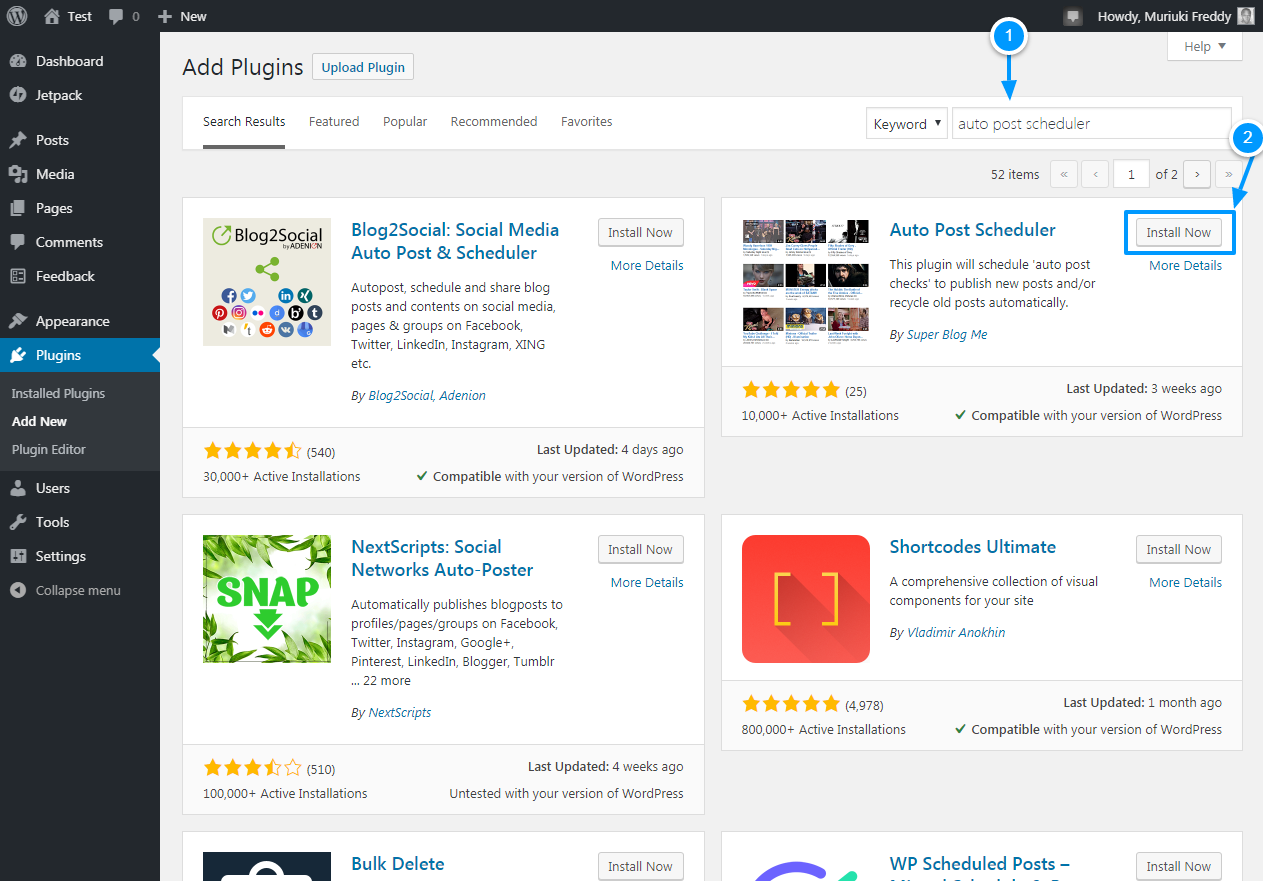 installer le plugin de planification de publication automatique dans le tableau de bord d'administration WordPress