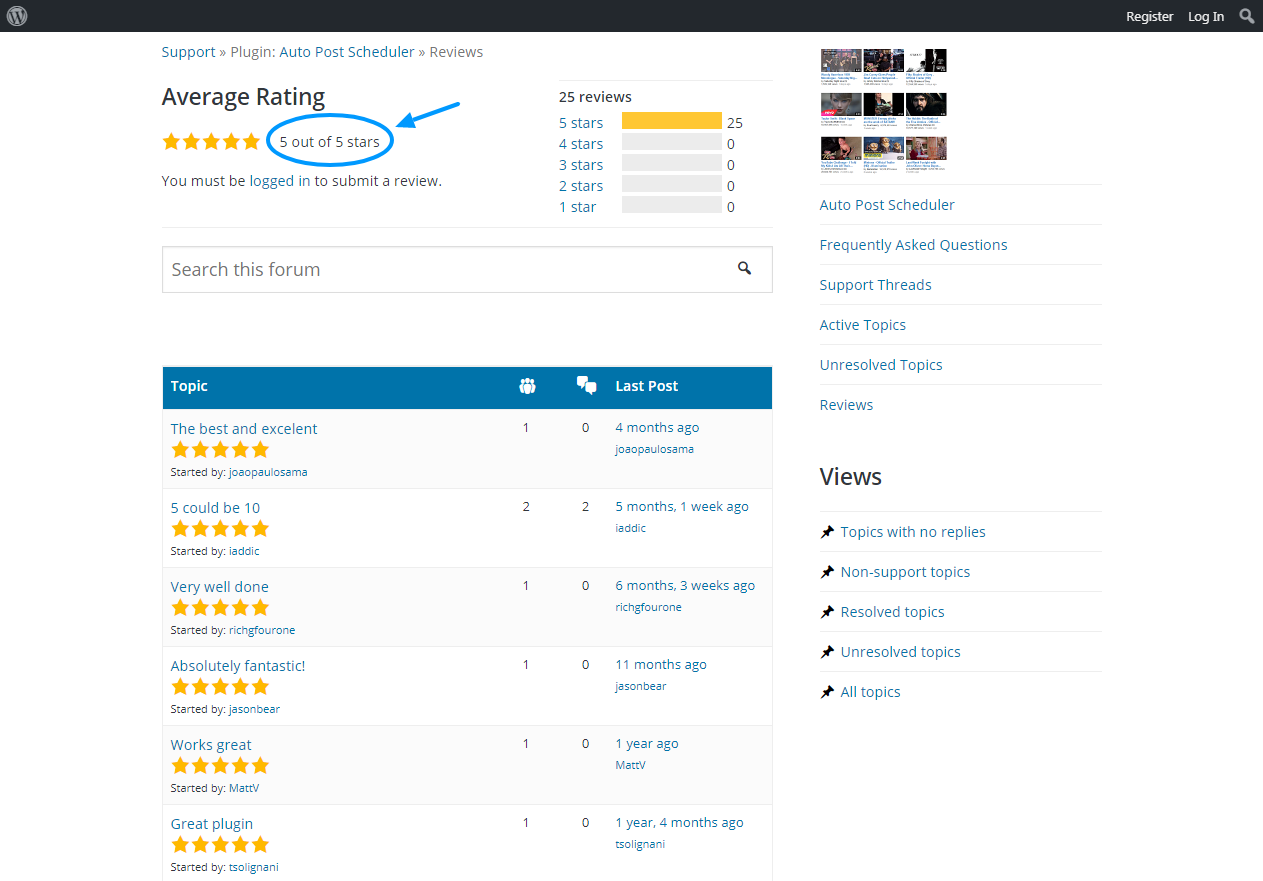 avis sur le planificateur de publication automatique
