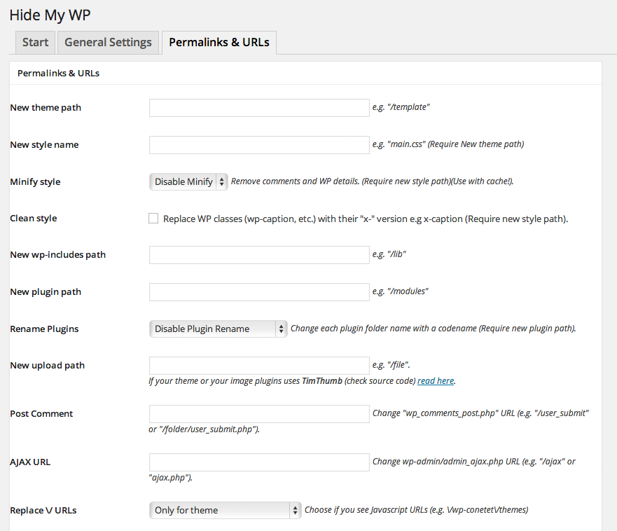 Masquer mes paramètres d'URL et de permaliens WP