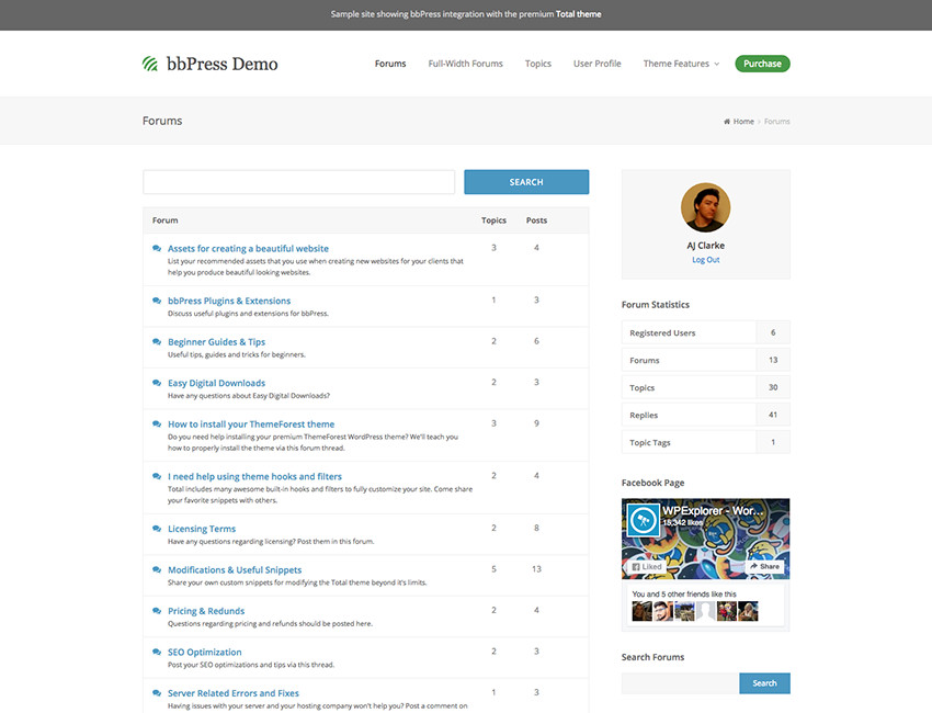 Thème WordPress polyvalent Total bbPress