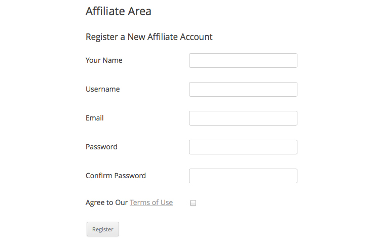 Enregistrez un nouveau compte affilié