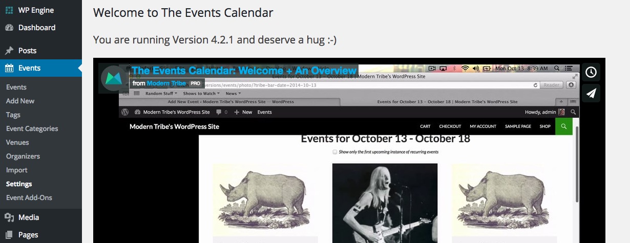 Plugin de calendrier d'événements : actif